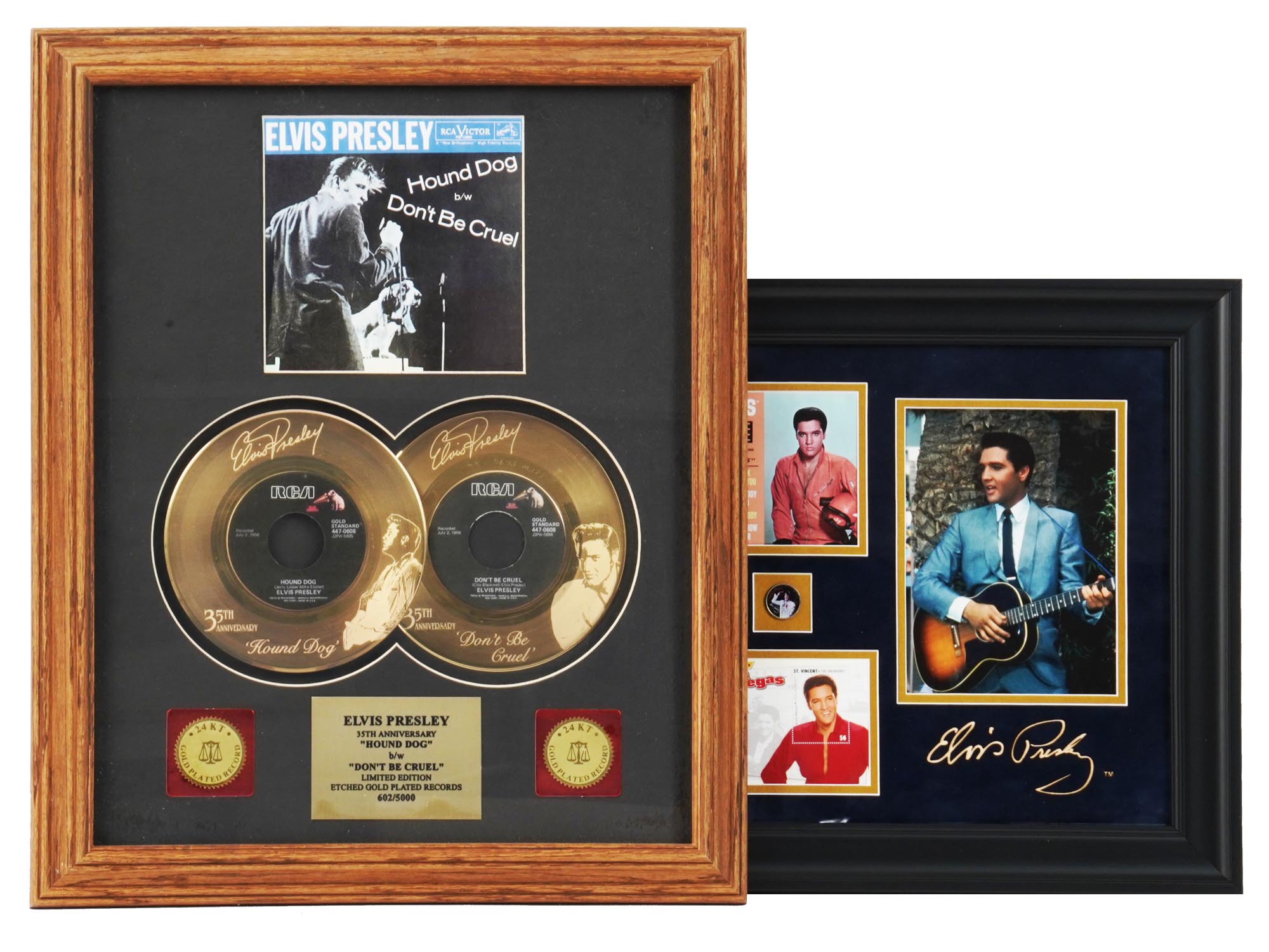 PAIR OF 24K ELVIS PRESLEY MEMORABILIA SHADE BOXES PIC-0